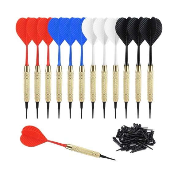 Accmor 12 Pcs Soft Tip Darts, Plastic Tip Darts Set, Attach Extra 100 Black 2BA - Picture 1 of 4